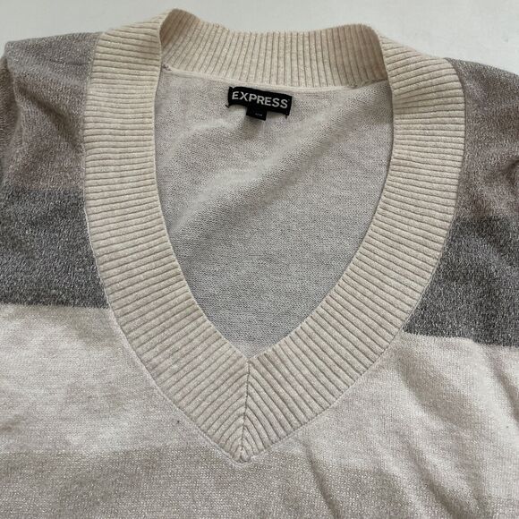 Express Sweater Sparkly Striped Long Sleeve Pullover Lightweight Medium - Picture 3 of 10